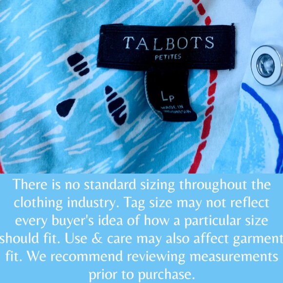 Talbots Womens Shirt Apple Multicolor Roll Tab Sleeve Button Up Petite Size Lp - Picture 9 of 12